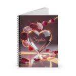 Personalized Romantic Journal for Women – Custom Name Crystal Heart Roses Spiral Notebook | Gift for Girlfriend Wife Bride Best Friend | Valentine's Day Anniversary Birthday