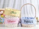 CFuniq® Personalized Seersucker Easter Basket Liner, Custom Embroidered Name, Soft Breathable Seersucker Fabric, Perfect for Wicker Easter Baskets, Pink Liner (No Basket)