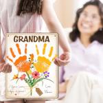 Personalized Baby Handprint Flowers Hanging Sign