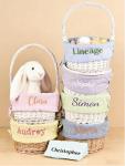 CFuniq® Personalized Seersucker Easter Basket Liner, Custom Embroidered Name, Soft Breathable Seersucker Fabric, Perfect for Wicker Easter Baskets, Pink Liner (No Basket)