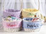 CFuniq® Personalized Seersucker Easter Basket Liner, Custom Embroidered Name, Soft Breathable Seersucker Fabric, Perfect for Wicker Easter Baskets, Pink Liner (No Basket)