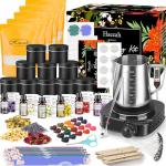 Complete Candle Making Kit with Wax Melter,Candle Making Supplies,DIY Arts&Crafts Kits Gift for Beginners,Adults,Including 500w Electronic Stove,Wicks,Wax,Rich Scents,Dyes,Melting Pot,Candle tins