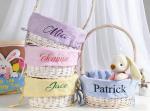 CFuniq® Personalized Seersucker Easter Basket Liner, Custom Embroidered Name, Soft Breathable Seersucker Fabric, Perfect for Wicker Easter Baskets, Pink Liner (No Basket)