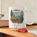 Tennessee Mountain Landscape Mug 11oz 15oz, Customized Mountain Ceramic Cup, Personalized Name Tennessee White Mug, Custom Nature Coffee Cup, Mug Gift For Adventure Enthusiasts