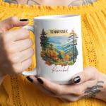 Tennessee Mountain Landscape Mug 11oz 15oz, Customized Mountain Ceramic Cup, Personalized Name Tennessee White Mug, Custom Nature Coffee Cup, Mug Gift For Adventure Enthusiasts