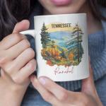 Tennessee Mountain Landscape Mug 11oz 15oz, Customized Mountain Ceramic Cup, Personalized Name Tennessee White Mug, Custom Nature Coffee Cup, Mug Gift For Adventure Enthusiasts