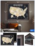 IPIC - Personalized USA Map Canvas Wall Art, Oversized Pinnable Board America to Mark Travels, Custom Artwork with Names, USA Travel Map for Home, Office, Study or RV, Ready to Hang