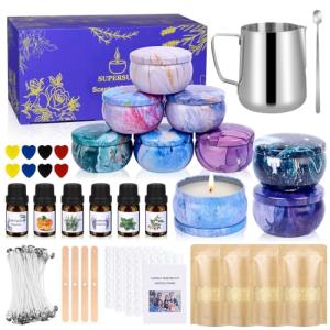 SUPERSUN Candles Making Kit for Adult - Christmas DIY Gift for Beginner, Includes Beeswax, Essential Oils, Dyes, and More DIY Candle Making Supplies, Crafts for Adults