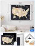 IPIC - Personalized USA Map Canvas Wall Art, Oversized Pinnable Board America to Mark Travels, Custom Artwork with Names, USA Travel Map for Home, Office, Study or RV, Ready to Hang