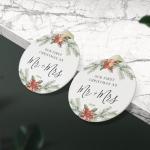 First Christmas as Mr and Mrs Ornament 2026,1st Year Wedding Ornament for Newlywed,Our First Married Christmas Ornament,Ceramic Hanging Decoration for Couples Just Married with Gift Box&Ribbon 2.9"