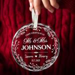 Fastpeace Personalized First Christmas Married Ornament 2026- Custom Name Date Gift, Mr and Mrs Custom Wedding Ornament for Newlyweds, First Christmas as Married Couple Keepsake
