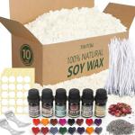 FUHITIM Soy Candle Wax Kit for Candle Making 10 lbs Bag, Premium Natural Soy Wax Flakes, No additives and Pure, 100 Cotton Candle Wicks, Fragrance Oils, Dried Flowers & Pigment Colors