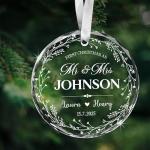 Fastpeace Personalized First Christmas Married Ornament 2026- Custom Name Date Gift, Mr and Mrs Custom Wedding Ornament for Newlyweds, First Christmas as Married Couple Keepsake