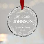 Fastpeace Personalized First Christmas Married Ornament 2026- Custom Name Date Gift, Mr and Mrs Custom Wedding Ornament for Newlyweds, First Christmas as Married Couple Keepsake