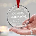 Fastpeace Personalized First Christmas Married Ornament 2026- Custom Name Date Gift, Mr and Mrs Custom Wedding Ornament for Newlyweds, First Christmas as Married Couple Keepsake