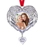 Memorial Christmas Angel Wings Photo Ornaments 2025 Sympathy Gifts for Loss of Loved One - Personalized Angel Wings Picture Frame Ornament for Christmas in Heaven Tree Decor