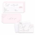 Paper 'n Such Gift Certificates for Business - Set of 25 with Envelopes -Spa, Salon, Restaurants, Custom Client Vouchers for Birthday, Work-Heavyweight Card Stock - Light Pink