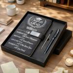 WANDER PRINTS Personalized Leather Notebook Set - Graduation Keepsake Journal with Pen, Custom Name Congrats Grad Gift Idea, Class of 2026 Memory Book, Senior Celebration - Behind You All Memories Congrats Grad