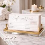Paper 'n Such Gift Certificates for Business - Set of 25 with Envelopes -Spa, Salon, Restaurants, Custom Client Vouchers for Birthday, Work-Heavyweight Card Stock - Light Pink