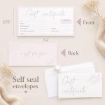 Paper 'n Such Gift Certificates for Business - Set of 25 with Envelopes -Spa, Salon, Restaurants, Custom Client Vouchers for Birthday, Work-Heavyweight Card Stock - Light Pink