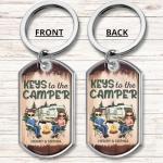 Keys To The Camper - Personalized Camping Keychain With Custom Name, Gift For Camping Couple, Husband, Wife, Camper Van Lovers, Road Trip Keepsake, RV Accessories, Outdoorsy Travel Gift Idea