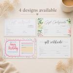 Paper 'n Such Gift Certificates for Business - Set of 25 with Envelopes -Spa, Salon, Restaurants, Custom Client Vouchers for Birthday, Work-Heavyweight Card Stock - Light Pink