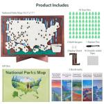 Wooden US National Parks Map Travel Tracker – 3-Layer Framed Wall Art with 70 Tree Pins, Stand, Marker & Gift Box – National Park Checklist Map, Holiday and Educational Geography Gift for Adventurers, Families & Outdoor Lovers, Perfect for RV, Home & Holiday Décor (Brown, 16.5 x 11")