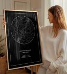CELESTORY Custom Star Map Framed Canvas Night Sky Print Constellation Map Star Chart Gift Wall Art Poster Personalized Star Map for Specific Date Written in the Stars Paper Anniversary Personalized Gift - Pitch Black