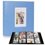 RECUTMS Large Capacity Photo Album 4x6, 600 Photos PU Leather Picture Album with Black Pages, Horizontal & Vertical Pockets, Clear Sleeves Memory Book for Family, Travel, Wedding & Gift (Blue)