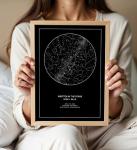 CELESTORY Custom Star Map Framed Canvas Night Sky Print Constellation Map Star Chart Gift Wall Art Poster Personalized Star Map for Specific Date Written in the Stars Paper Anniversary Personalized Gift - Pitch Black