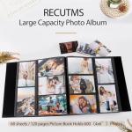RECUTMS Large Capacity Photo Album 4x6, 600 Photos PU Leather Picture Album with Black Pages, Horizontal & Vertical Pockets, Clear Sleeves Memory Book for Family, Travel, Wedding & Gift (Blue)
