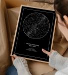 CELESTORY Custom Star Map Framed Canvas Night Sky Print Constellation Map Star Chart Gift Wall Art Poster Personalized Star Map for Specific Date Written in the Stars Paper Anniversary Personalized Gift - Pitch Black