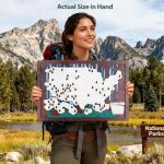 Wooden US National Parks Map Travel Tracker – 3-Layer Framed Wall Art with 70 Tree Pins, Stand, Marker & Gift Box – National Park Checklist Map, Holiday and Educational Geography Gift for Adventurers, Families & Outdoor Lovers, Perfect for RV, Home & Holiday Décor (Brown, 16.5 x 11")