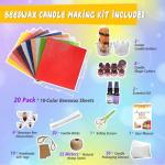 Beeswax Candle Making Kit for Adults & beginners 100% Pure Beeswax Candle Making Supplies with 20 Colorful Sheets, 8 Press-Out Molds, Glass Candle Holders & Complete Gift Supplies | Creative DIY Craft