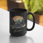 Personalized Motorcycle And Mountains Coffee Mug, Gift For Father Brother, Custom Name Scenic Black Cup, Gift For Adventure Lovers, Customized Biker Themed Ceramic Mug 11oz 15oz