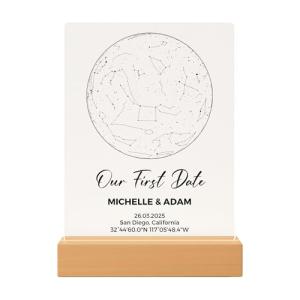 Custom Star Map by Date - Personalized Constellation Map Night Light Wedding Date Night Couple Gift for Him Custom Star Chart Anniversary, Valentines Day