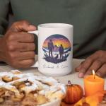 Personalized Couple Adventure White Cup, Custom Name Outdoor Enthusiasts Coffee Mug 11oz, Customized Hiking Themed Ceramic Mug For Couple, Gift For Hiking Lover On Birthday Christmas