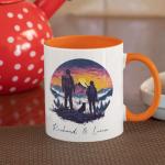 Personalized Couple Adventure White Cup, Custom Name Outdoor Enthusiasts Coffee Mug 11oz, Customized Hiking Themed Ceramic Mug For Couple, Gift For Hiking Lover On Birthday Christmas