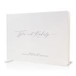 MUUJEE Personalized Guestbook in Eggshell - Premium Custom Modern Guest Book for Wedding Reception, Birthday Party or Events w/Bookmark Blank Pages for Signing 11.5 x 8.5 inches