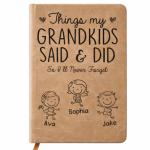 Things My Grandkids Said & Did - Personalized Leather Journal, Personalized Grandma Granddad Life Journal, Custom Grandkid Name Notebook, Grandparent Story Book,Mothers Day Gift Grandpa Memory Journal