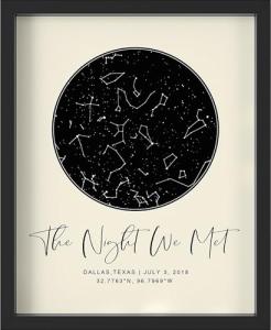 Personalized Star Map With Specific Dates & Place - Custom Constellation Map Print, Unframed- Special Occasion Star Chart Wall Art- Great Anniversary, Engagement, Wedding Romantic Gift (Cream)