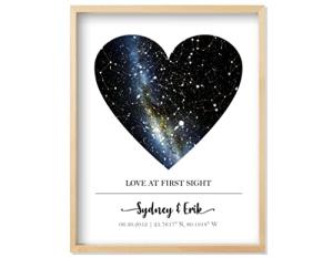 Custom Star Map - Personalized Heart Shape (Multiple Sizes - Unframed Print, Star Constellation Wall Art, Great Gift - Special Occasion, Engagement, Wedding, Birthday, Anniversary)
