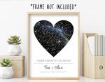 Custom Star Map - Personalized Heart Shape (Multiple Sizes - Unframed Print, Star Constellation Wall Art, Great Gift - Special Occasion, Engagement, Wedding, Birthday, Anniversary)