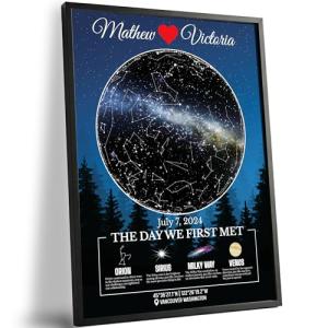Custom Star Map for Anniversary - Premium Glossy Acrylic - The Night We Met Personalized Constellation Chart - High-Shine Plexiglass Night Sky - Romantic Gift for Her, Wife, Him or Husband - Framed Wall Art