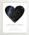 Custom Star Map - Personalized Heart Shape (Multiple Sizes - Unframed Print, Star Constellation Wall Art, Great Gift - Special Occasion, Engagement, Wedding, Birthday, Anniversary)