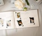 MUUJEE Personalized Guestbook in Eggshell - Premium Custom Modern Guest Book for Wedding Reception, Birthday Party or Events w/Bookmark Blank Pages for Signing 11.5 x 8.5 inches