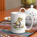 Personalized Dinosaur Adventure Coffee Mug for Kids, Custom Name Cup with Cute Dino Design, Ideal Gift for Dinosaur Enthusiasts, Animal Lovers Travel Mug 11oz 15oz, Christmas, Birthday Gifts