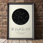 Personalized Star Map With Specific Dates & Place - Custom Constellation Map Print, Unframed- Special Occasion Star Chart Wall Art- Great Anniversary, Engagement, Wedding Romantic Gift (Cream)