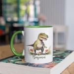 Personalized Dinosaur Adventure Coffee Mug for Kids, Custom Name Cup with Cute Dino Design, Ideal Gift for Dinosaur Enthusiasts, Animal Lovers Travel Mug 11oz 15oz, Christmas, Birthday Gifts