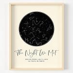 Personalized Star Map With Specific Dates & Place - Custom Constellation Map Print, Unframed- Special Occasion Star Chart Wall Art- Great Anniversary, Engagement, Wedding Romantic Gift (Cream)